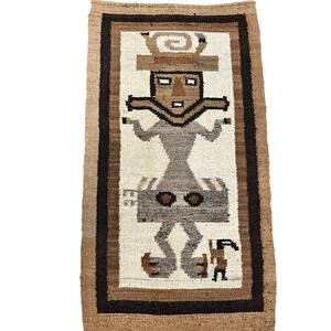 Vintage Handwoven Wool Tapestry Wall Hanging Rug Folk Art Peruvian